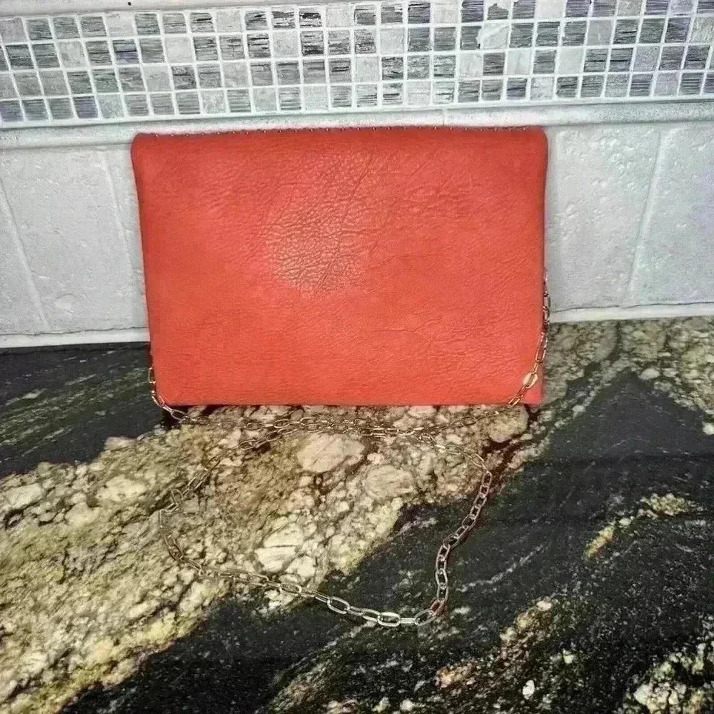 Urban Expressions red clutch with gold beaded accents - Picture 7 of 11